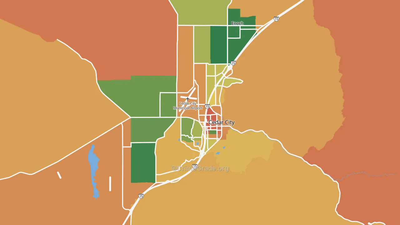 Cedar City, UT Map of Burglary Rates