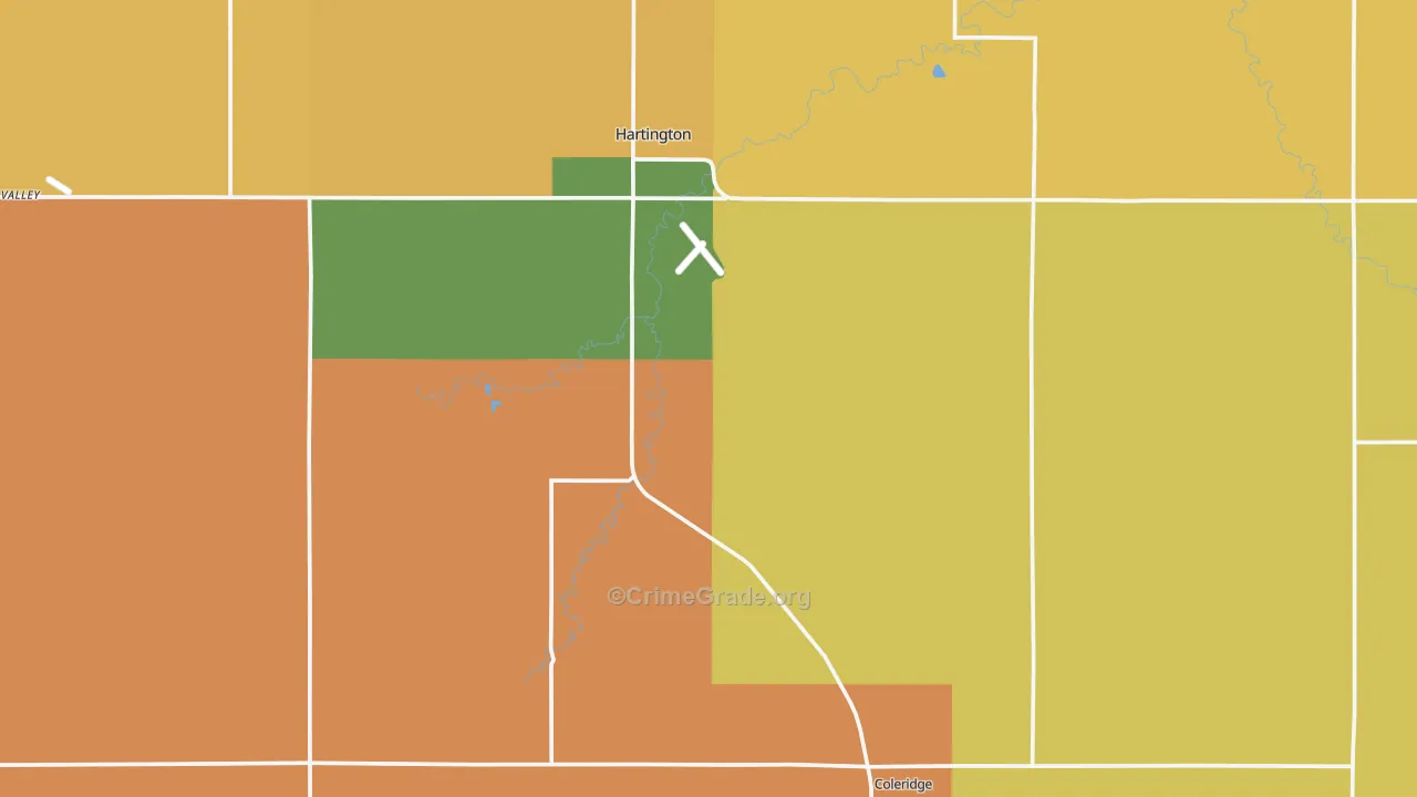 Cedar County, NE Map of Burglary Rates
