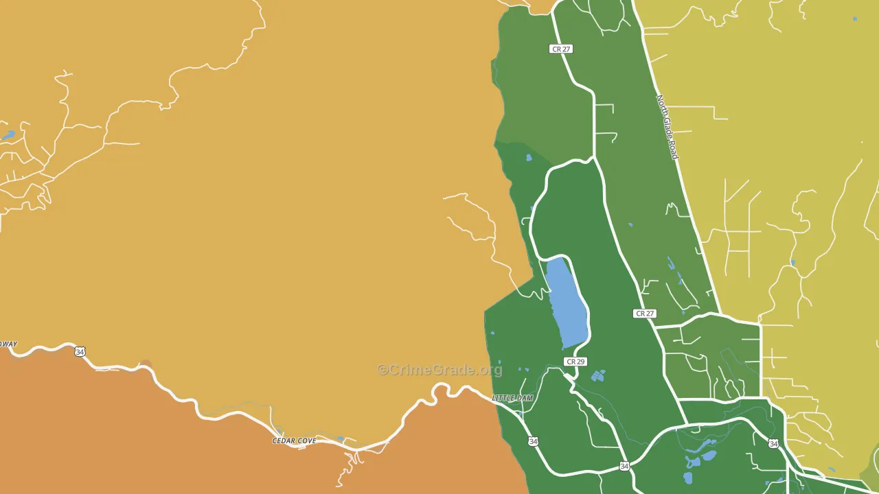 Cedar Cove, CO Map of Burglary Rates