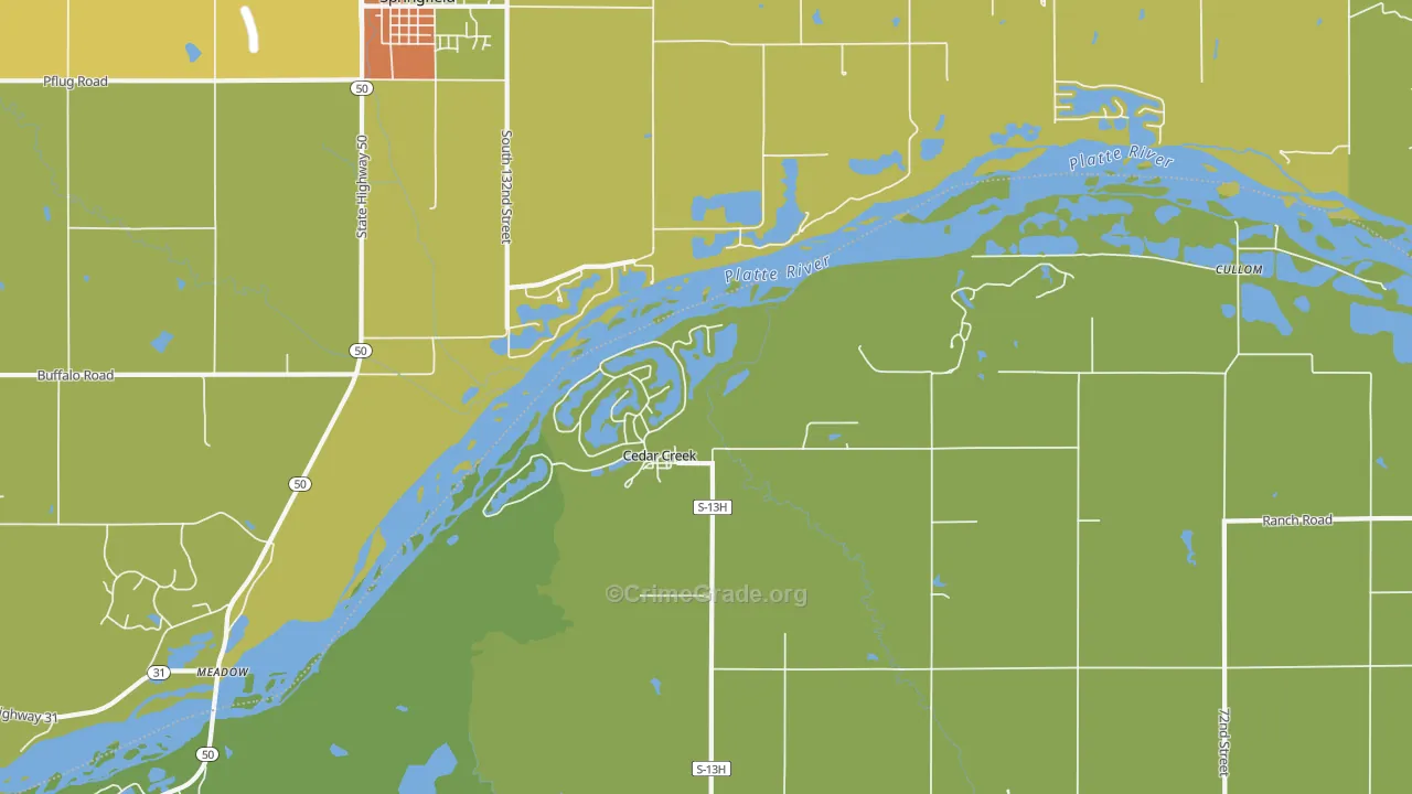 Cedar Creek, NE Map of Burglary Rates