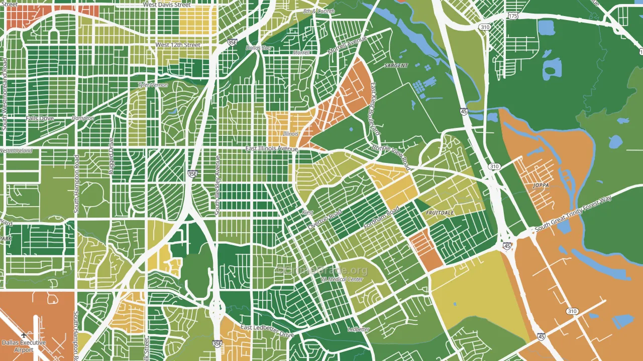 Cedar Crest, Dallas, TX Map of Burglary Rates