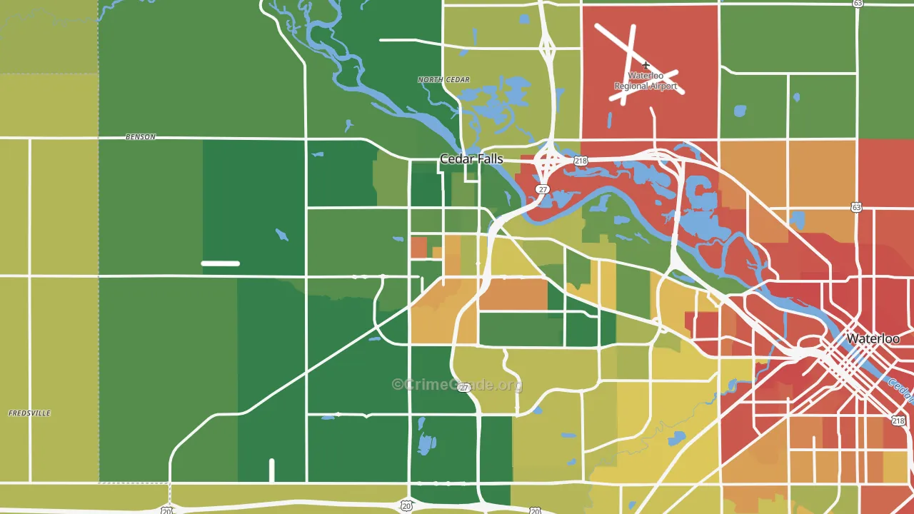 Cedar Falls, IA Map of Burglary Rates
