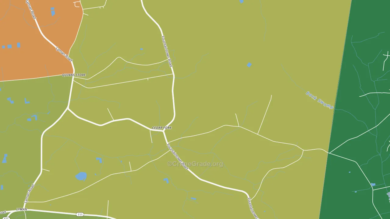 Cedar Fork, NC Map of Burglary Rates