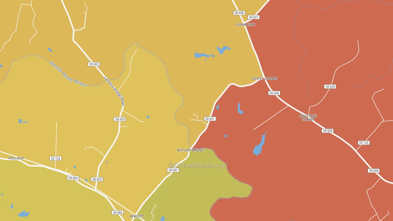 Cedar Fork, VA Map of Burglary Rates