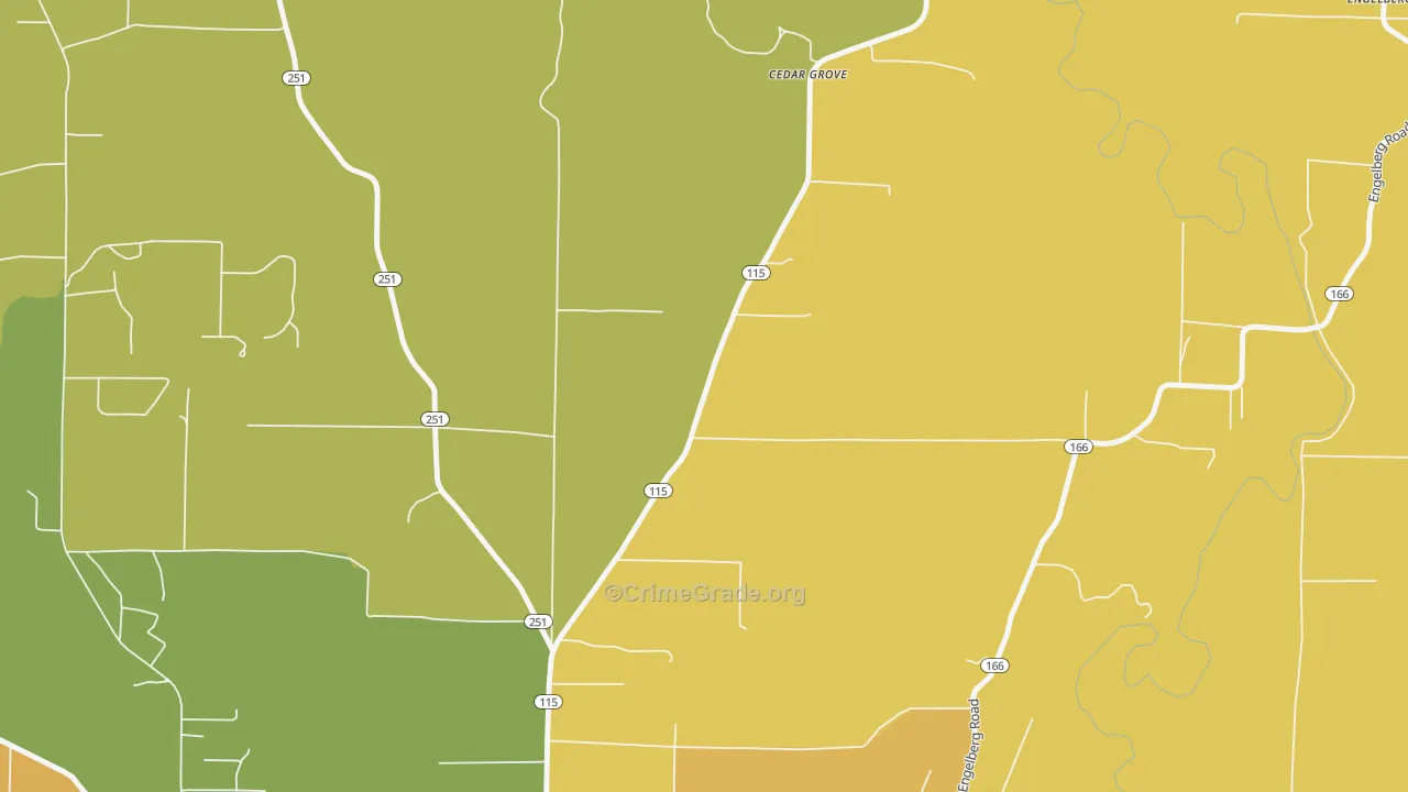 Cedar Grove, AR Map of Burglary Rates