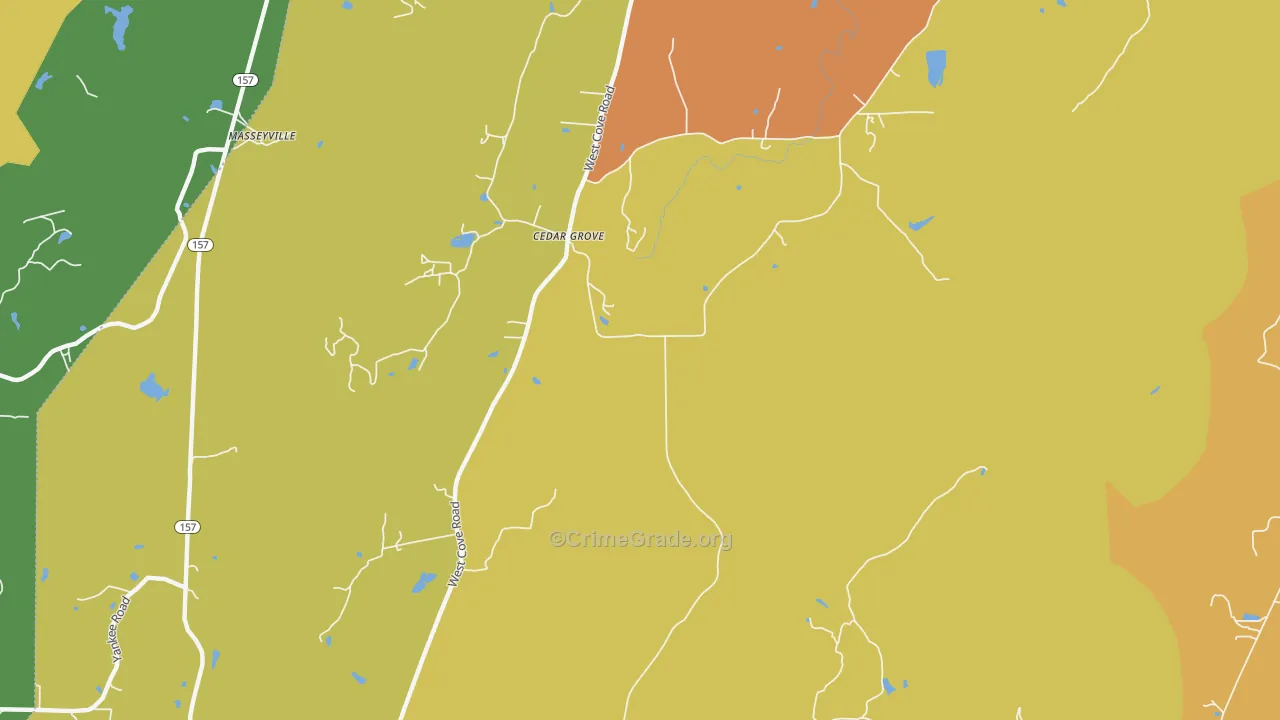 Cedar Grove, GA Map of Burglary Rates