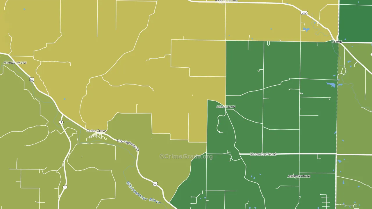 Cedar Grove, IN Map of Burglary Rates