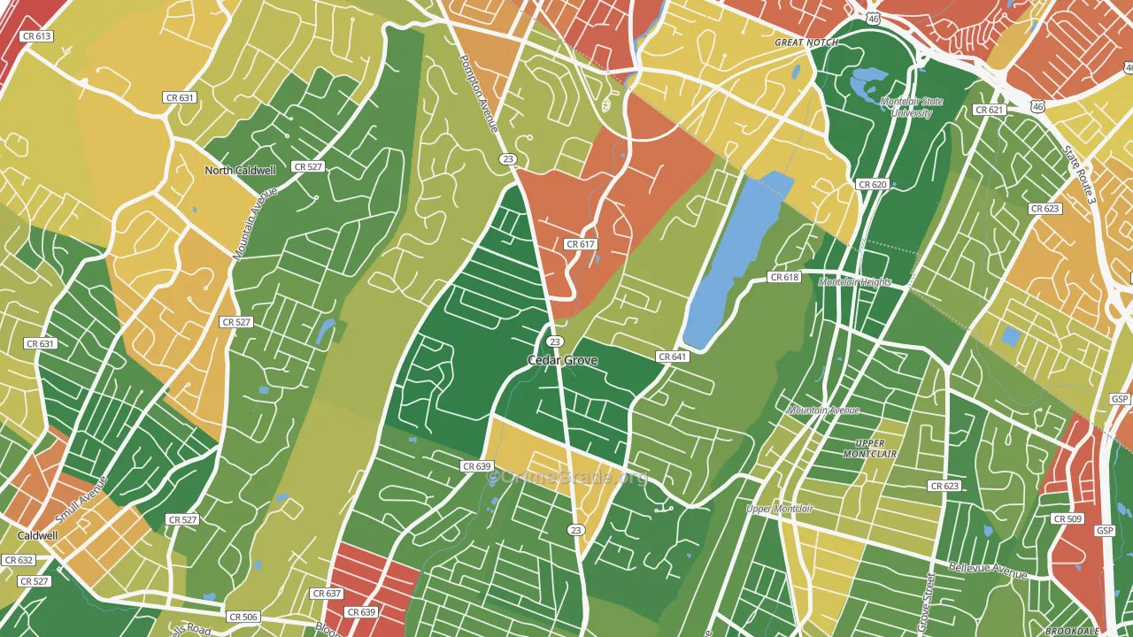 Cedar Grove, NJ Map of Burglary Rates