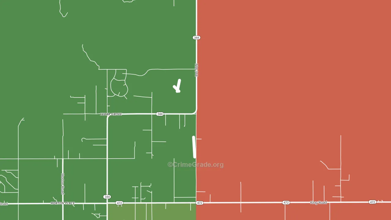 Cedar Grove, NM Map of Burglary Rates