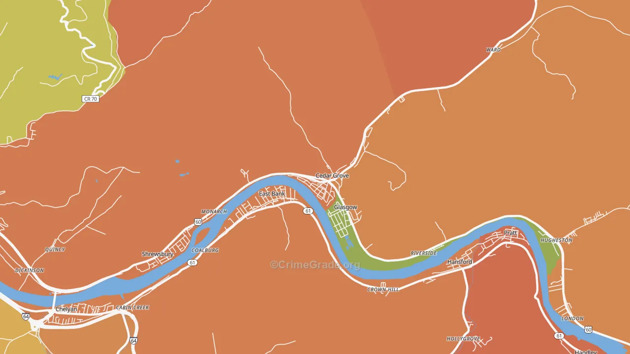 Cedar Grove, WV Map of Burglary Rates