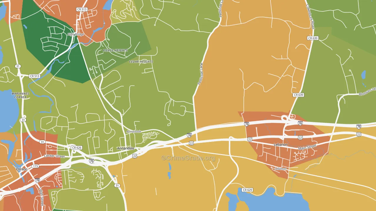 Cedar Heights, NJ Map of Burglary Rates