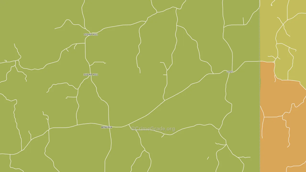 Cedar Hill, MS Map of Burglary Rates