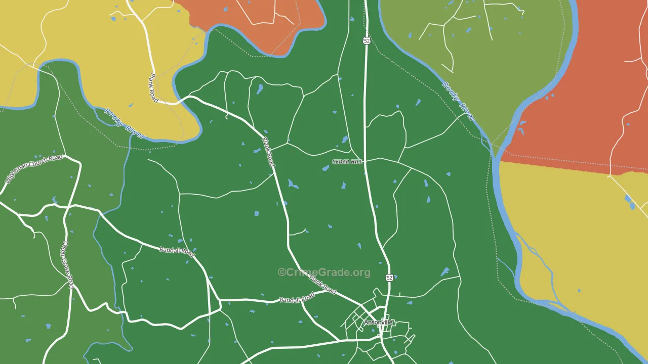 Cedar Hill, NC Map of Burglary Rates