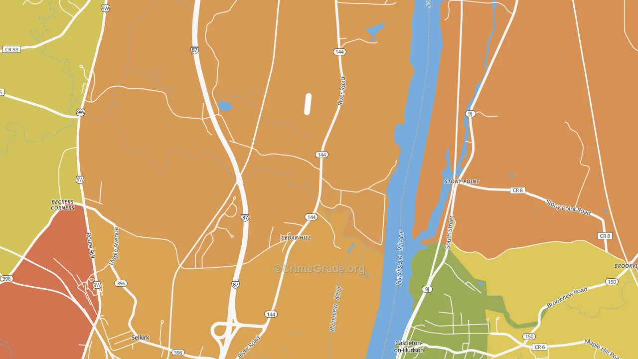 Cedar Hill, NY Map of Burglary Rates