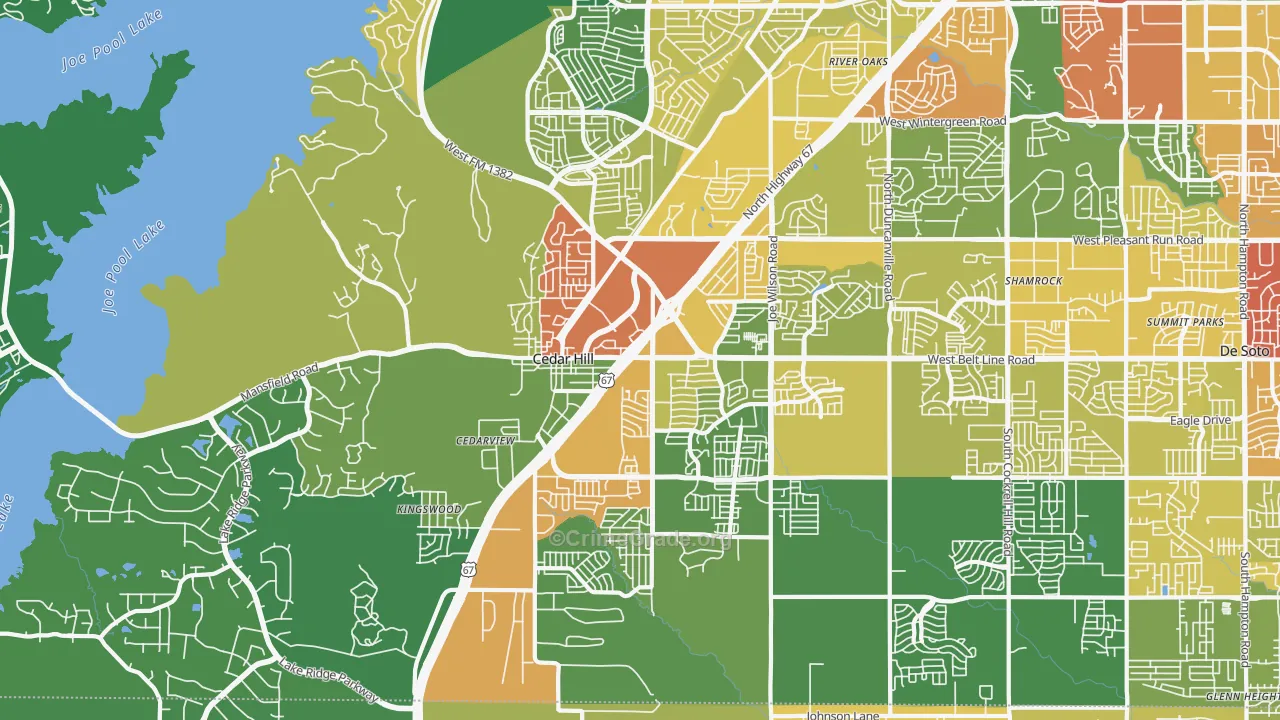 Cedar Hill, TX Map of Burglary Rates