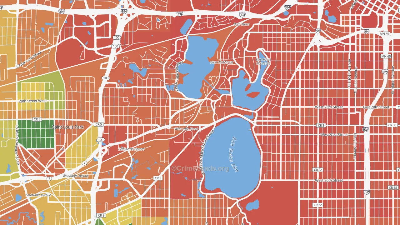 Cedar-Isles-Dean, Minneapolis, MN Map of Burglary Rates