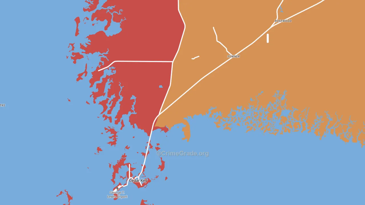 Cedar Key, FL Map of Burglary Rates