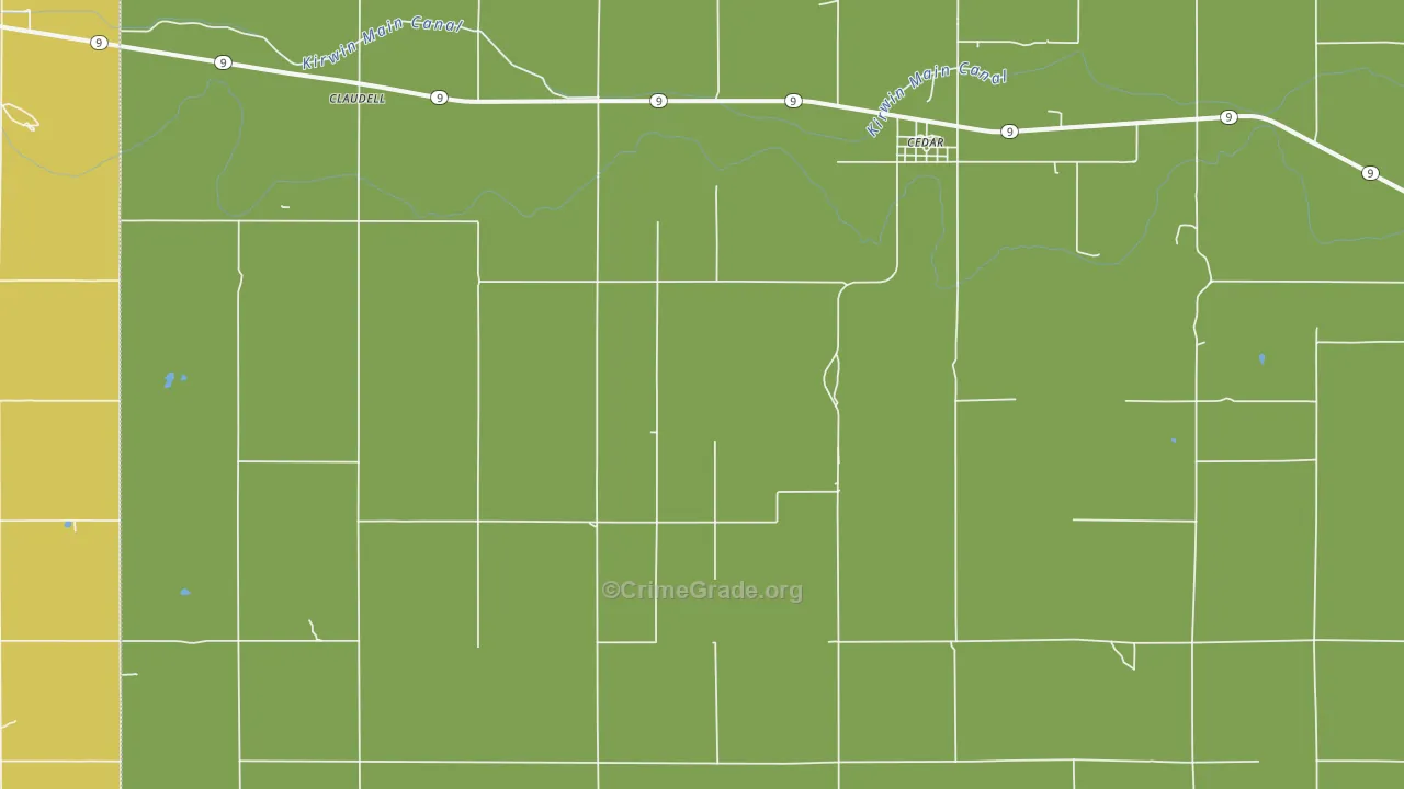 Cedar, KS Map of Burglary Rates