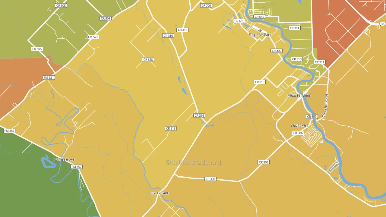 Cedar Lake, TX Map of Burglary Rates