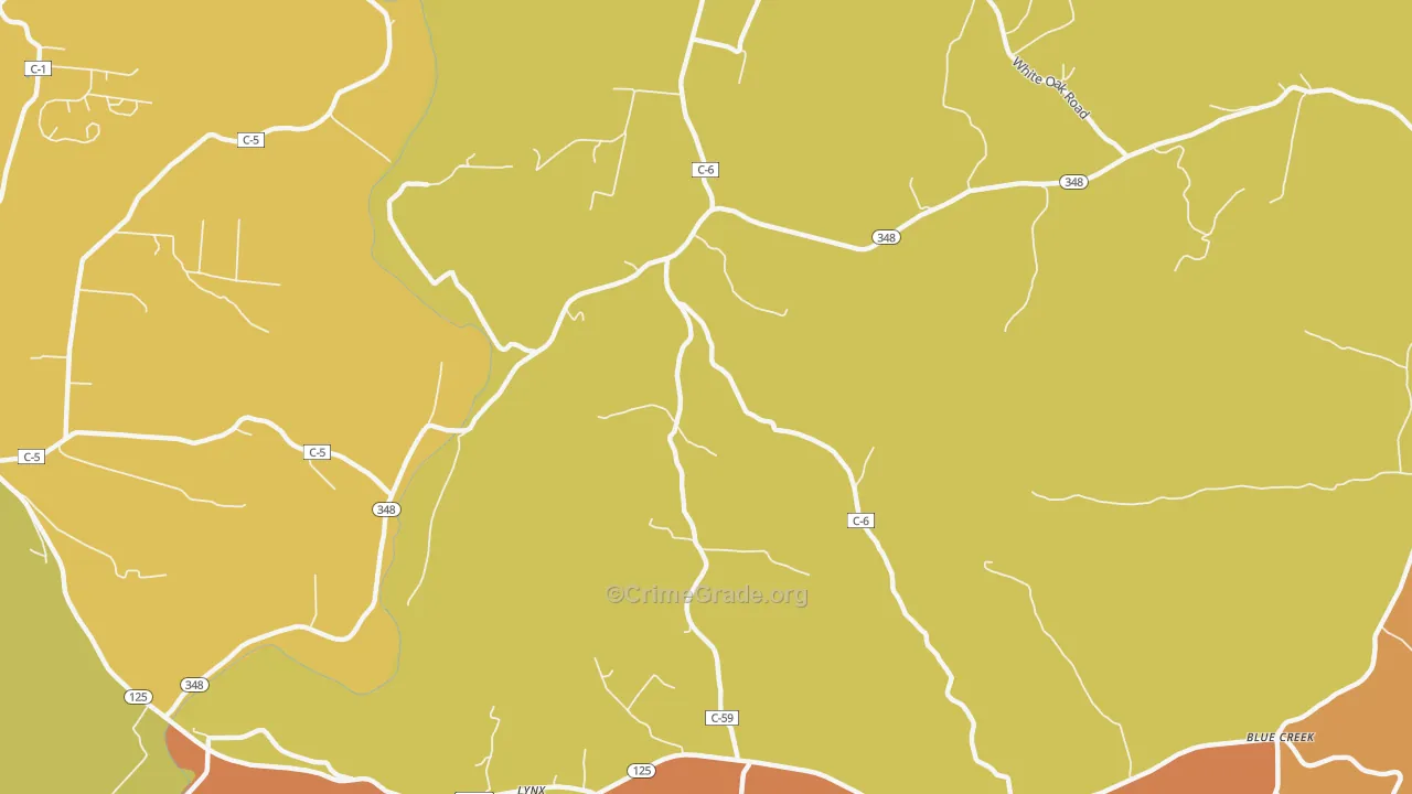 Cedar Mills, OH Map of Burglary Rates
