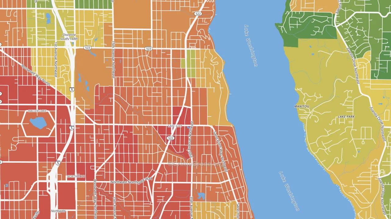 Cedar Park, Seattle, WA Map of Burglary Rates