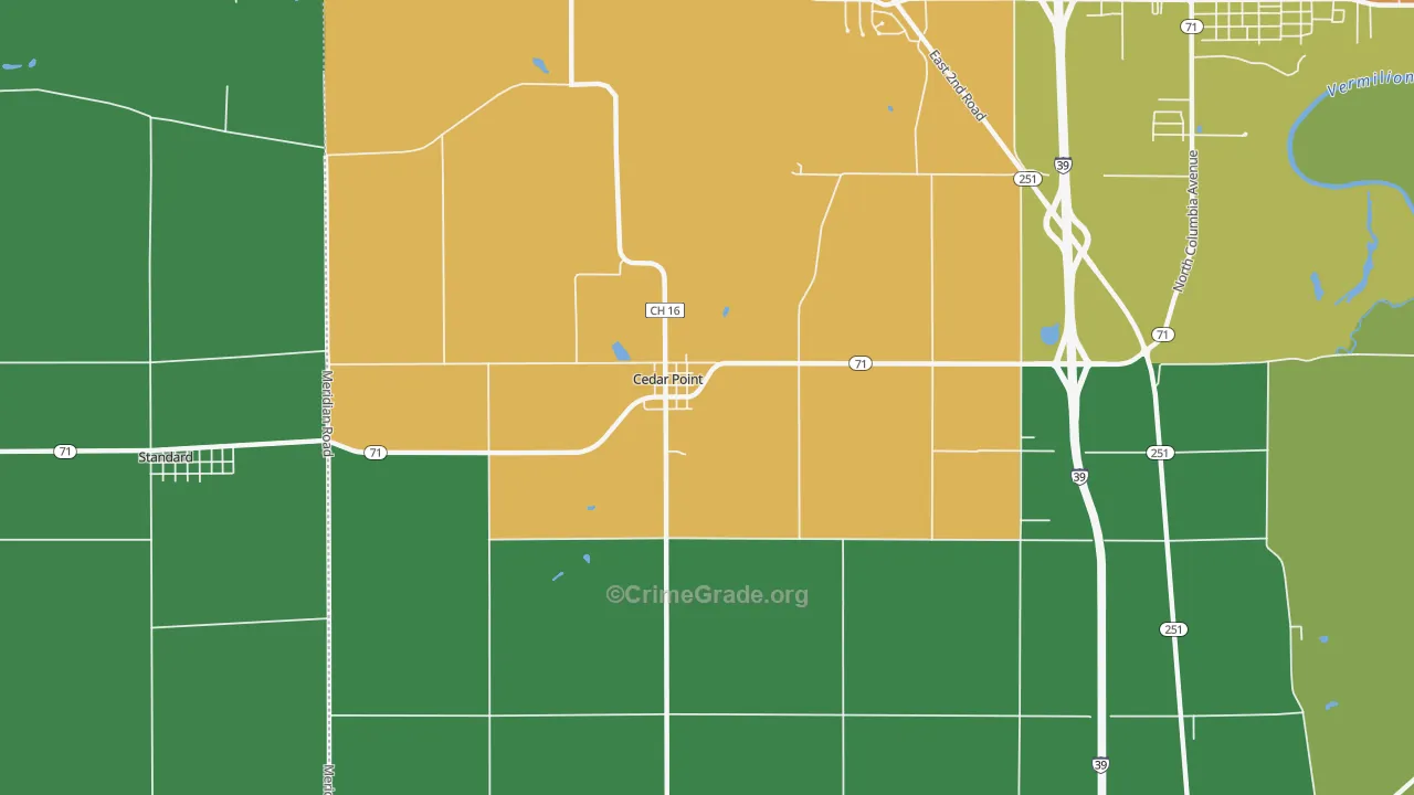 Cedar Point, IL Map of Burglary Rates
