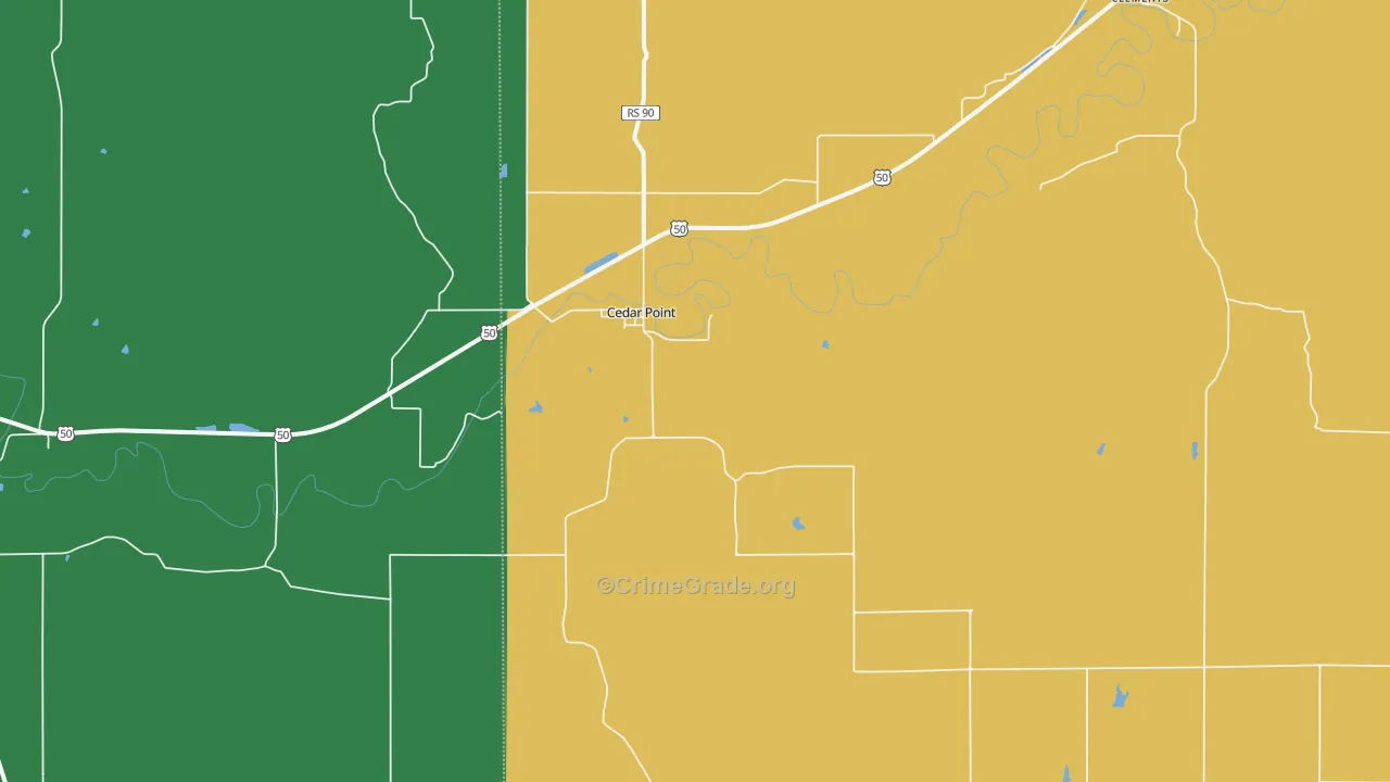 Cedar Point, KS Map of Burglary Rates