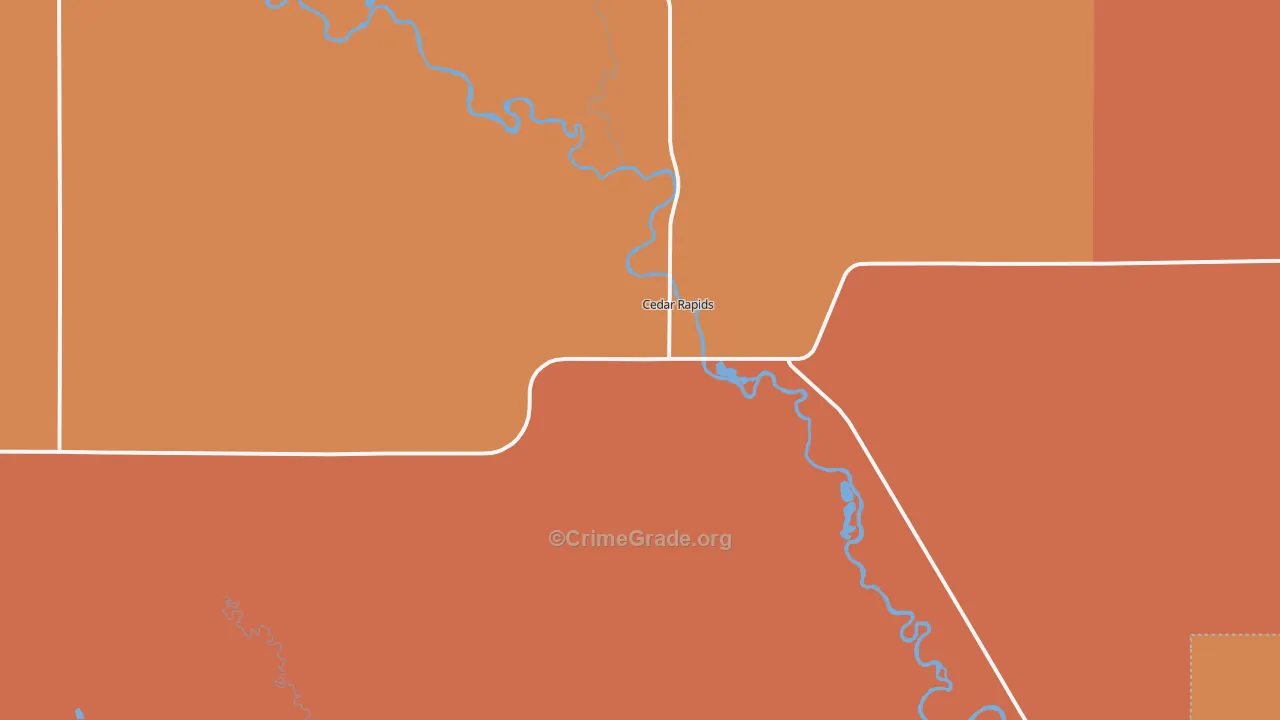 Cedar Rapids, NE Map of Burglary Rates