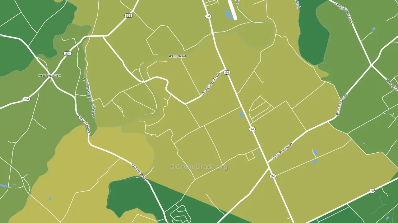 Cedar Ridge, PA Map of Burglary Rates