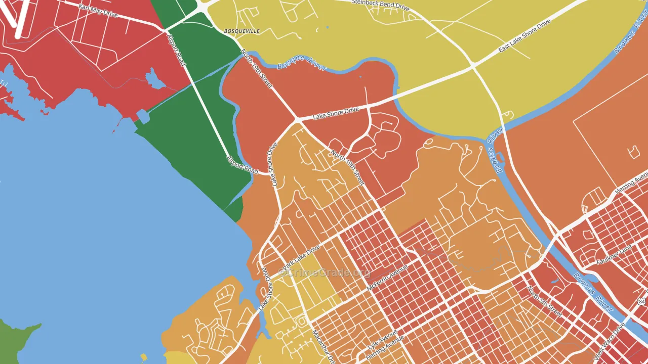 Cedar Ridge, Waco, TX Map of Burglary Rates