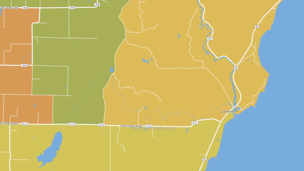 Cedar River, MI Map of Burglary Rates