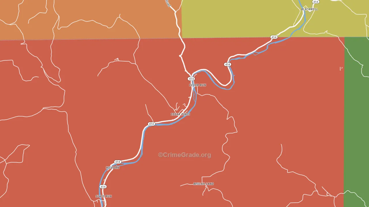 Cedar Run, PA Map of Burglary Rates