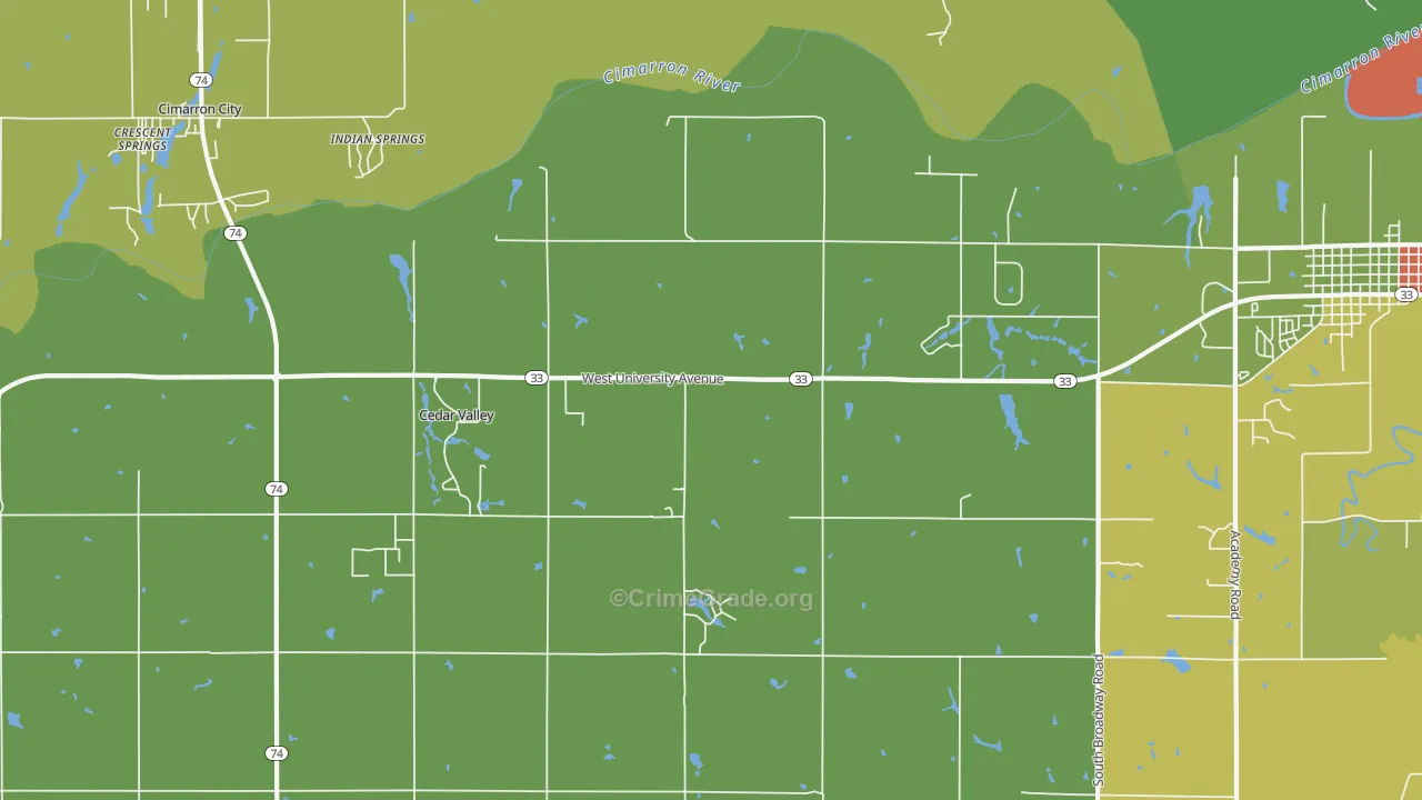 Cedar Valley, OK Map of Burglary Rates