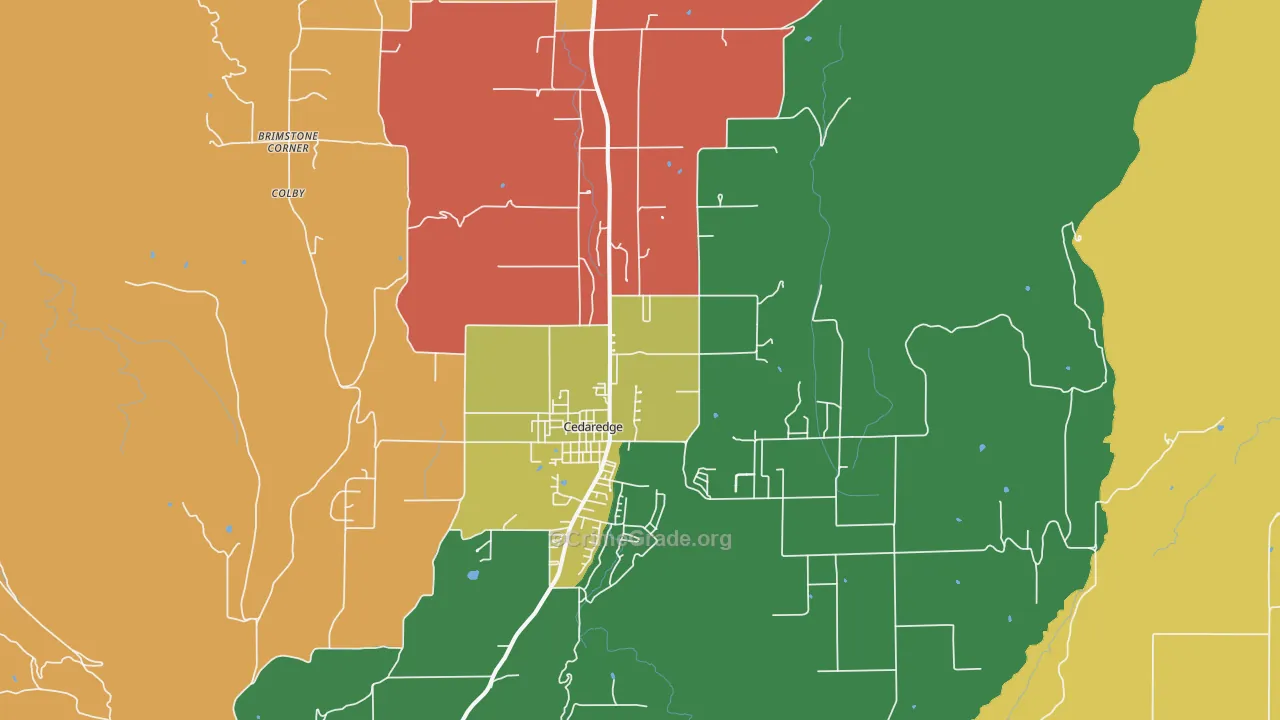 Cedaredge, CO Map of Burglary Rates