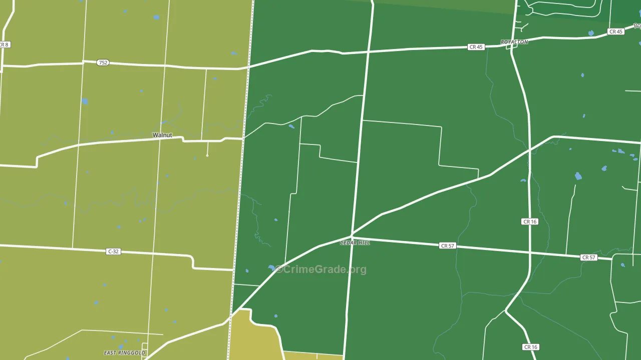 Cedarhill, OH Map of Burglary Rates