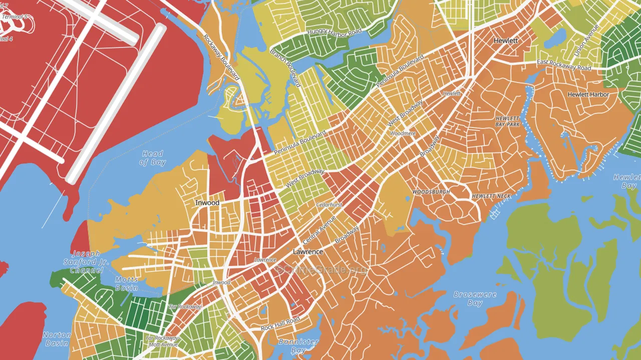 Cedarhurst, NY Map of Burglary Rates