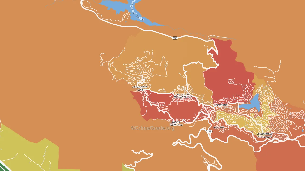 Cedarpines Park, CA Map of Burglary Rates