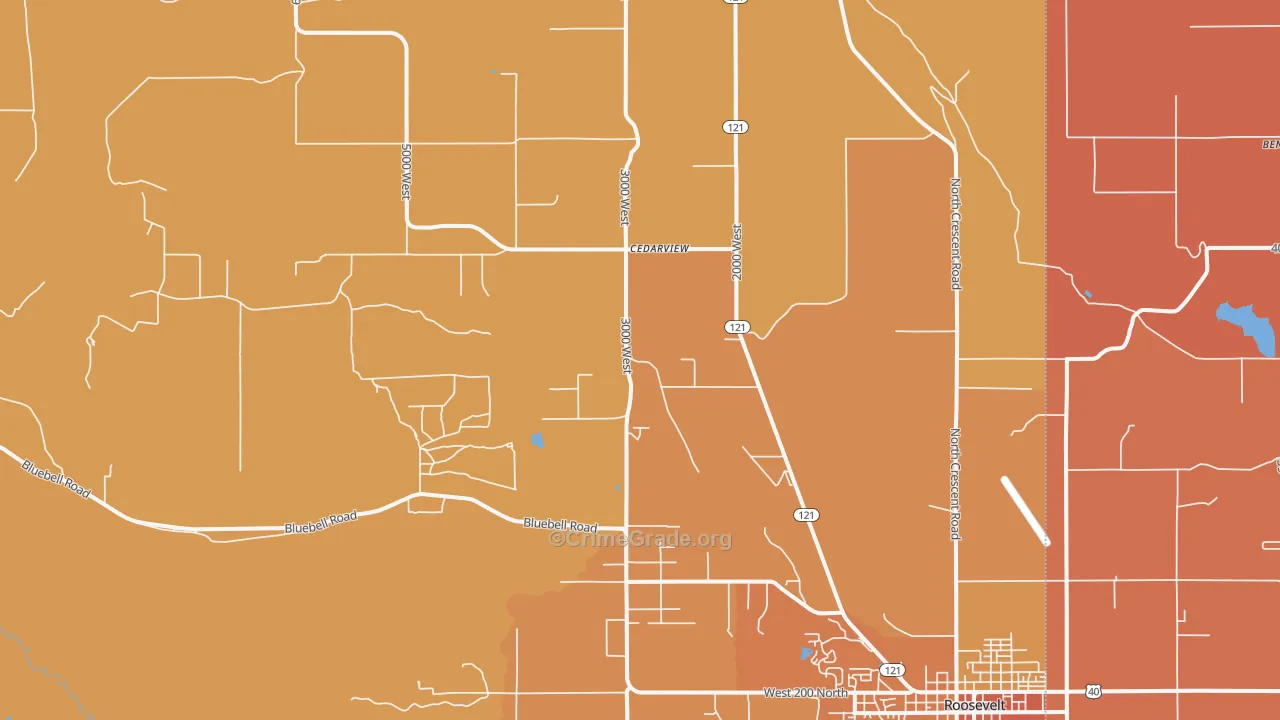 Cedarview, UT Map of Burglary Rates