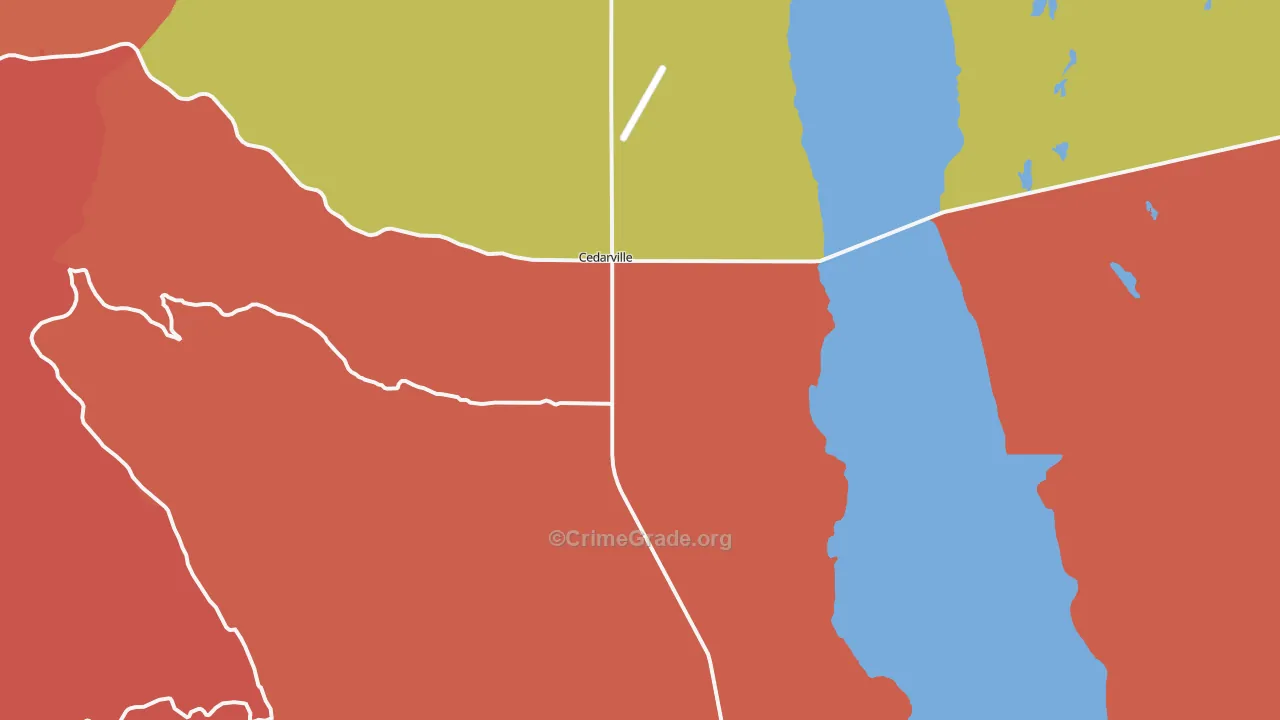 Cedarville, CA Map of Burglary Rates