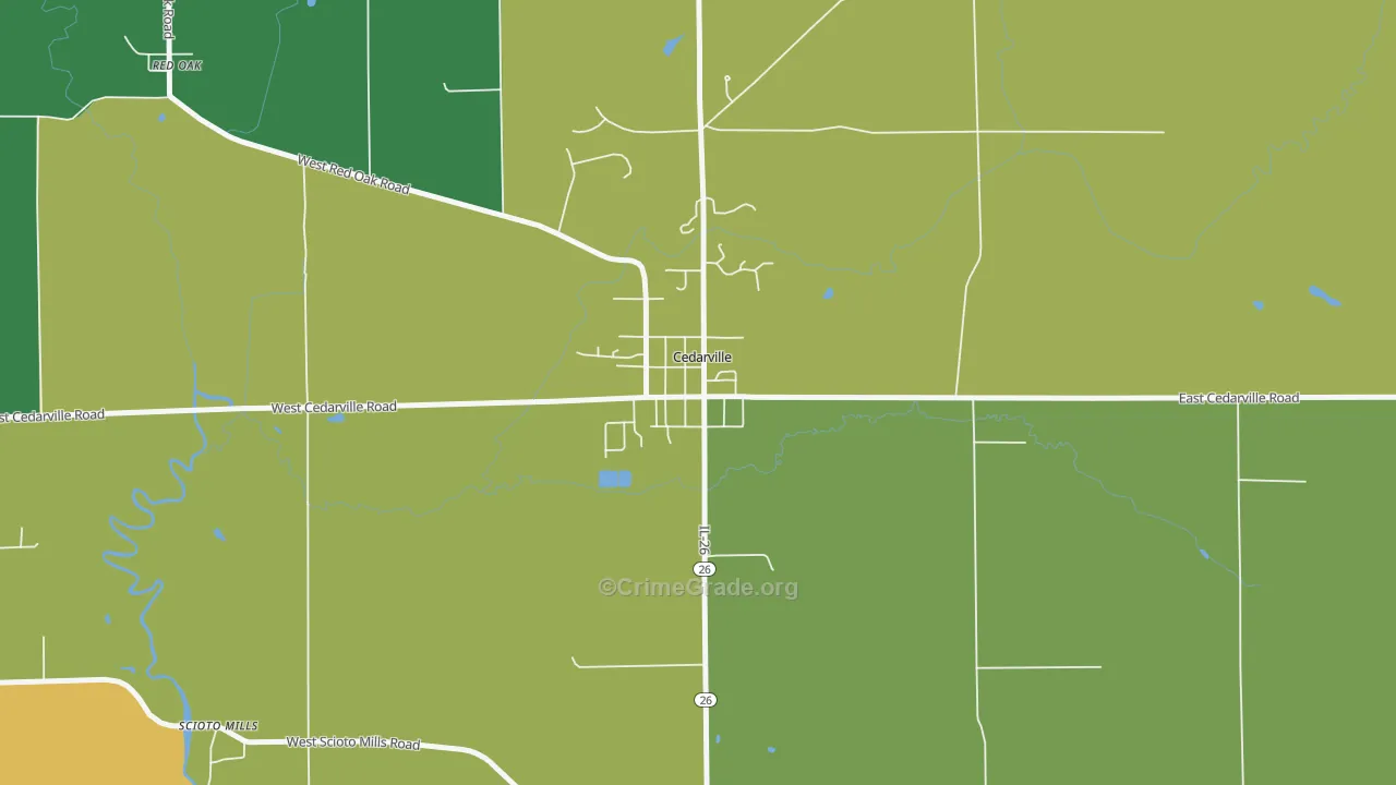 Cedarville, IL Map of Burglary Rates