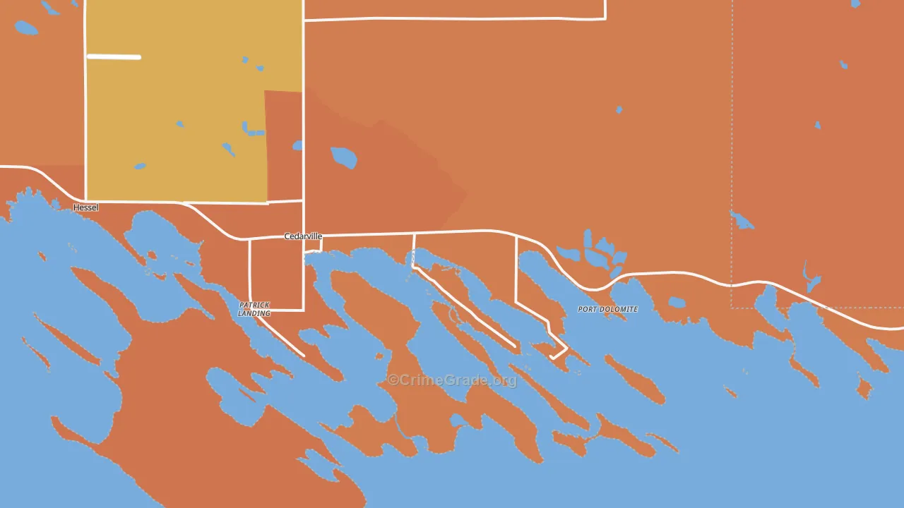 Cedarville, MI Map of Burglary Rates