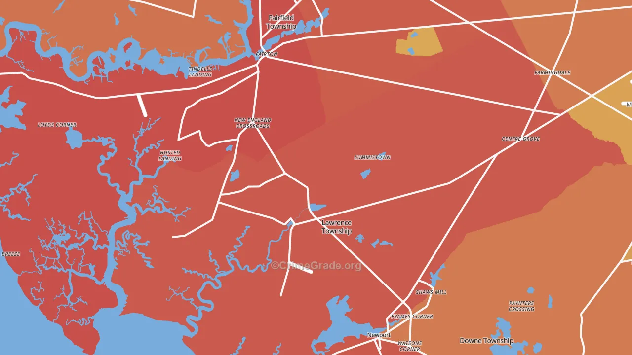Cedarville, NJ Map of Burglary Rates