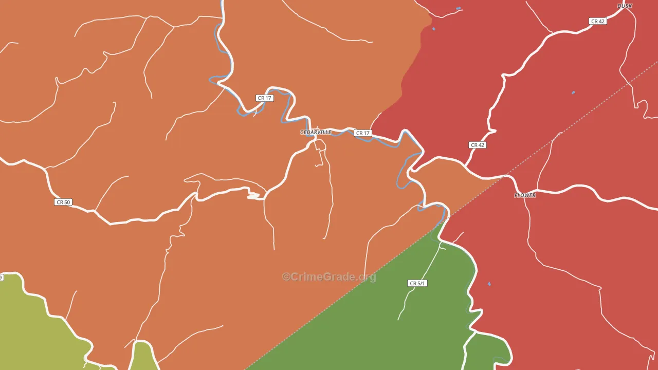 Cedarville, WV Map of Burglary Rates
