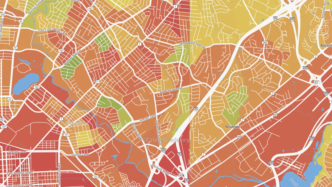 Cedonia, Baltimore, MD Map of Burglary Rates
