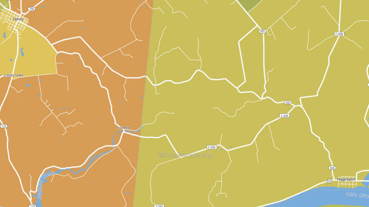 Cedron, OH Map of Burglary Rates