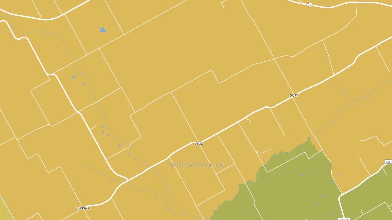 Cego, TX Map of Burglary Rates