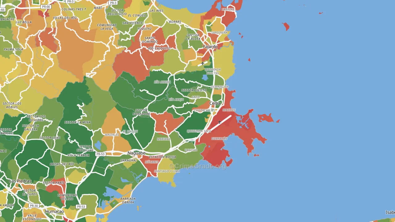 Ceiba, PR Map of Burglary Rates