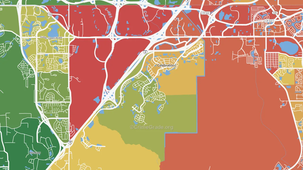 Celebration, FL Map of Burglary Rates