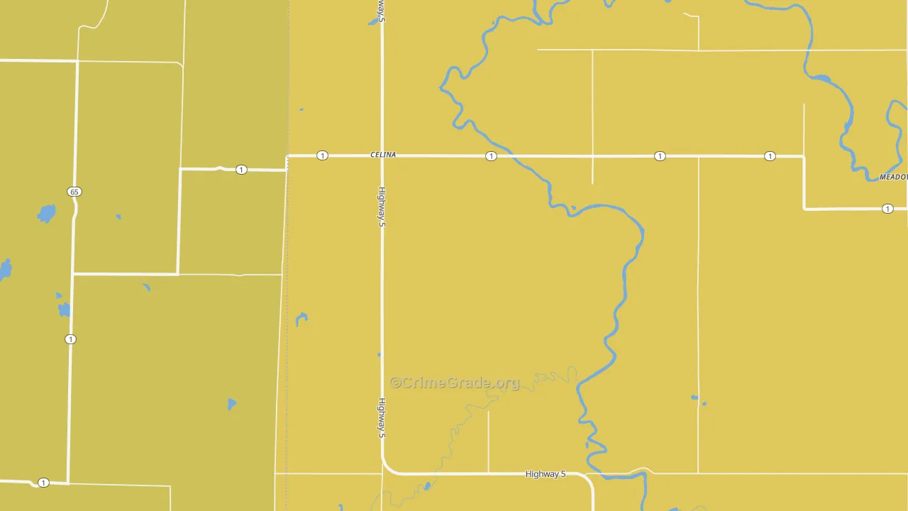 Celina, MN Map of Burglary Rates