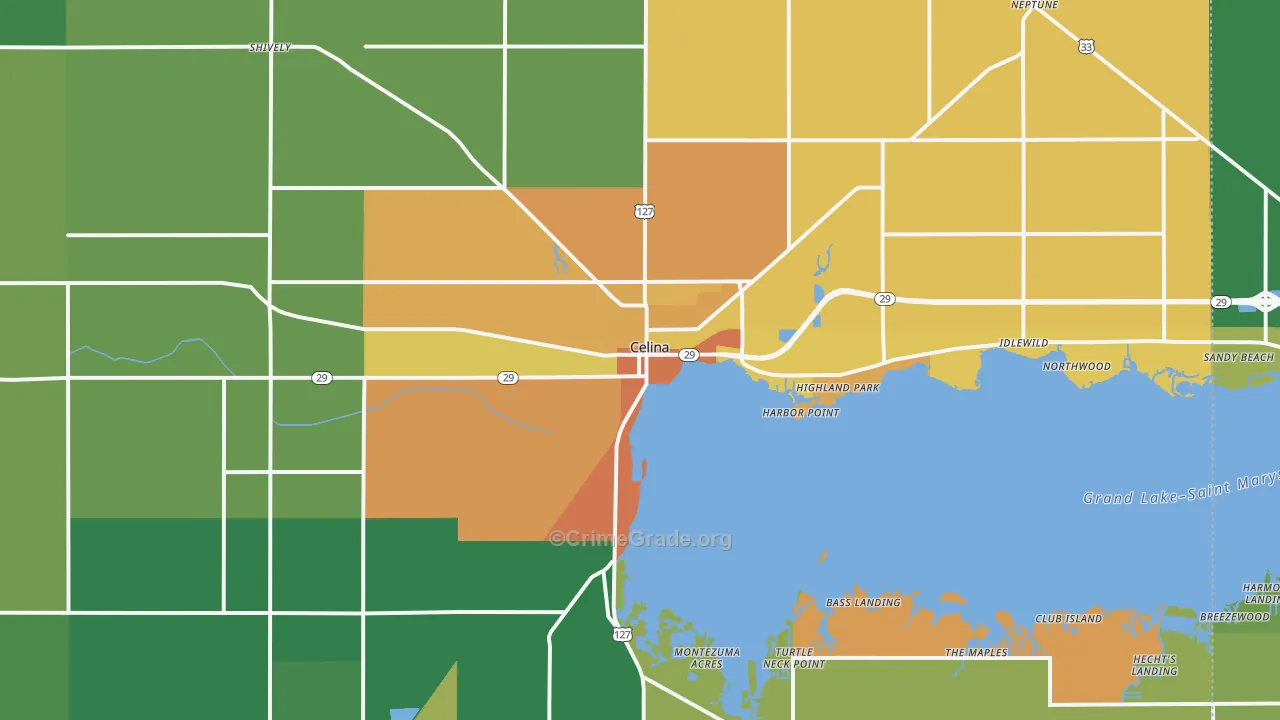 Celina, OH Map of Burglary Rates